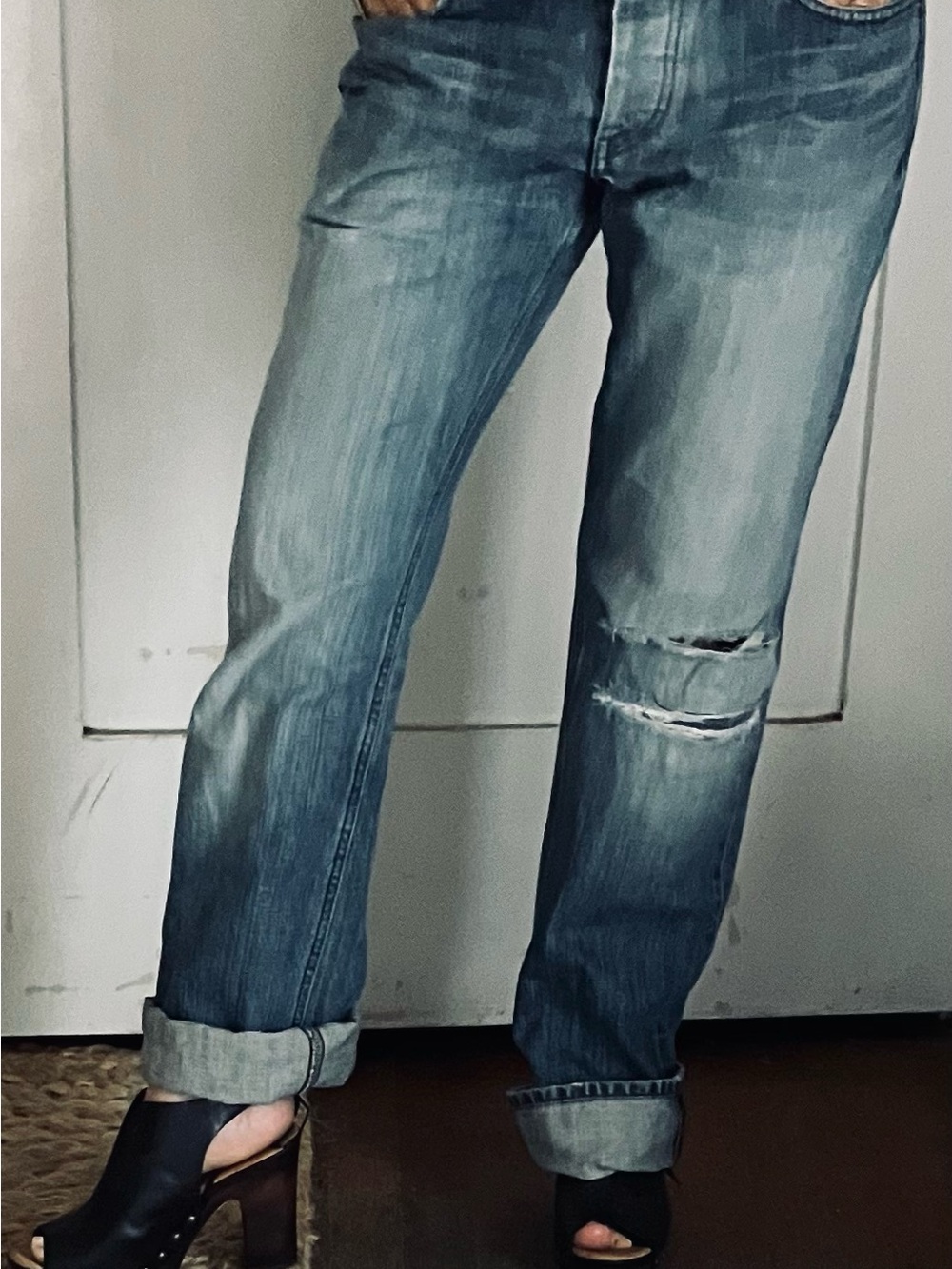 Burberry Black Label Denim with Distressing/Knee Patch Japanese Market 32